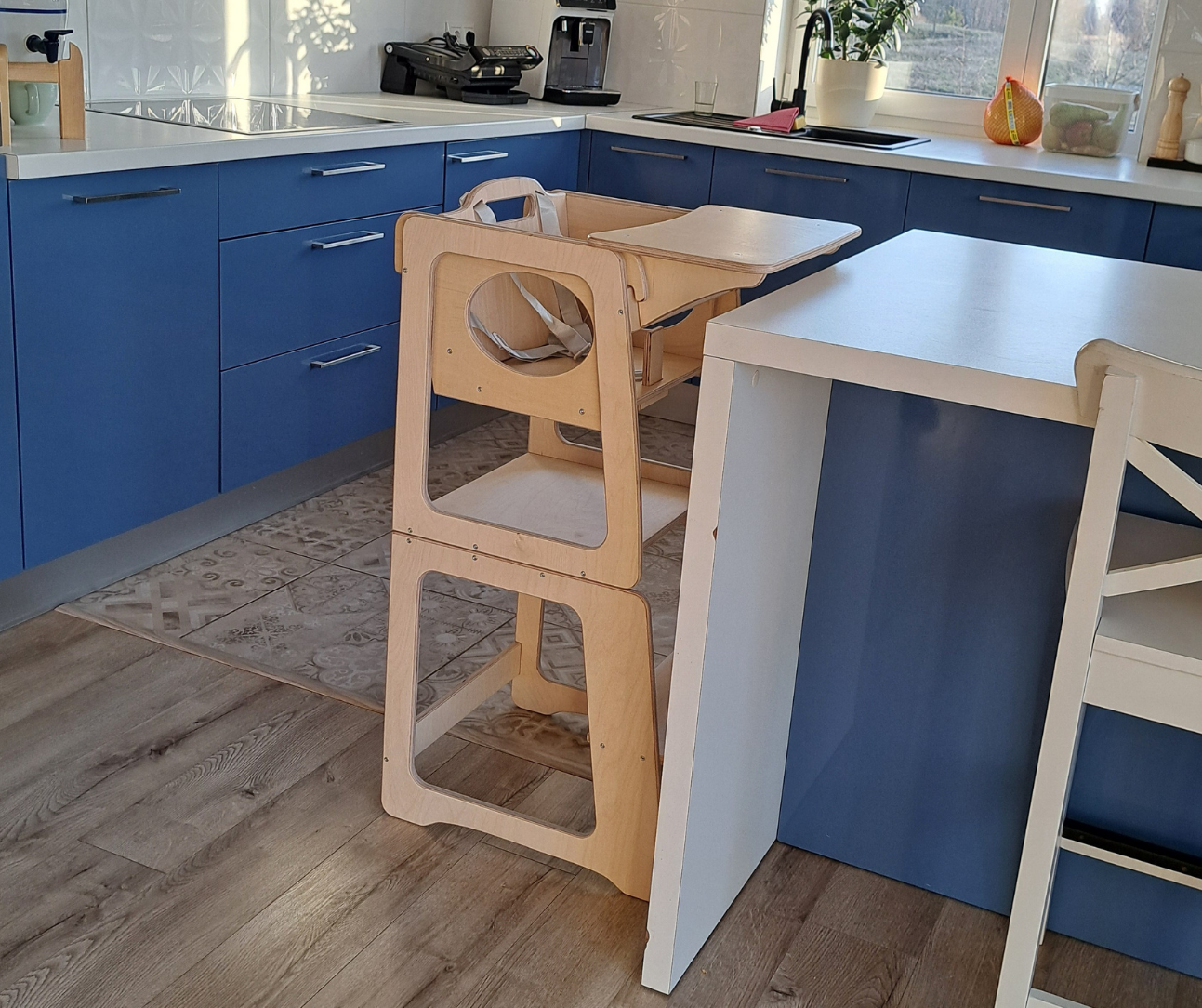 Standing tower for children, high chair & play table