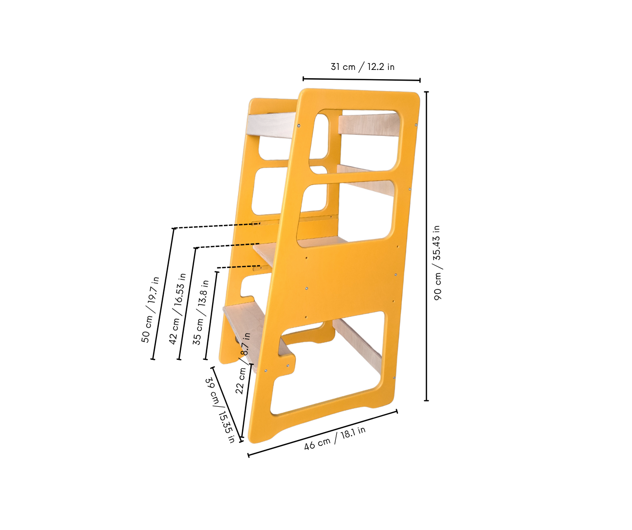Adjustable kids' kitchen tower