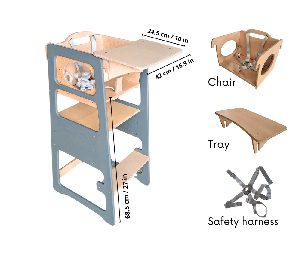 Adjustable kids' kitchen tower