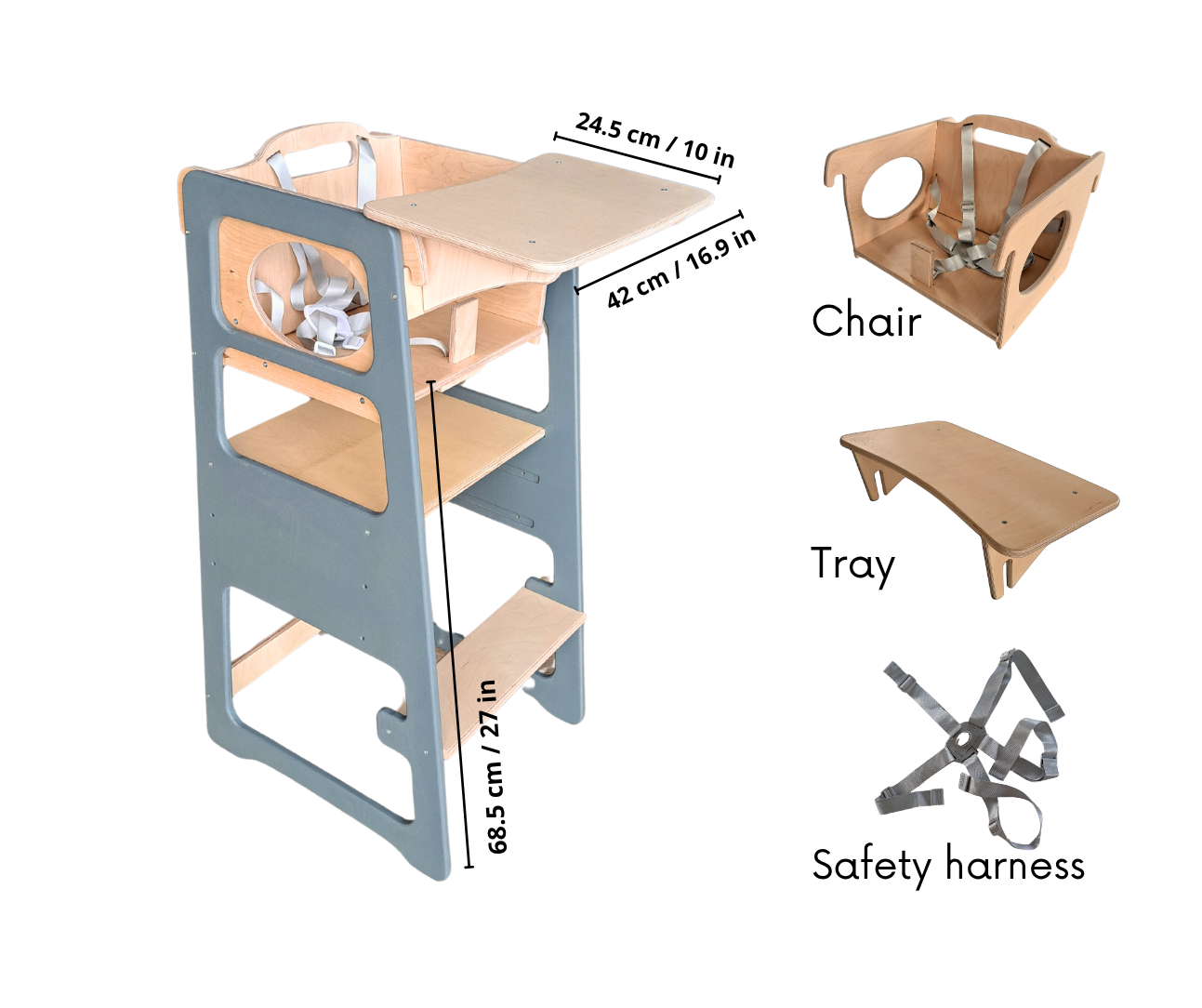 Adjustable kids' kitchen tower