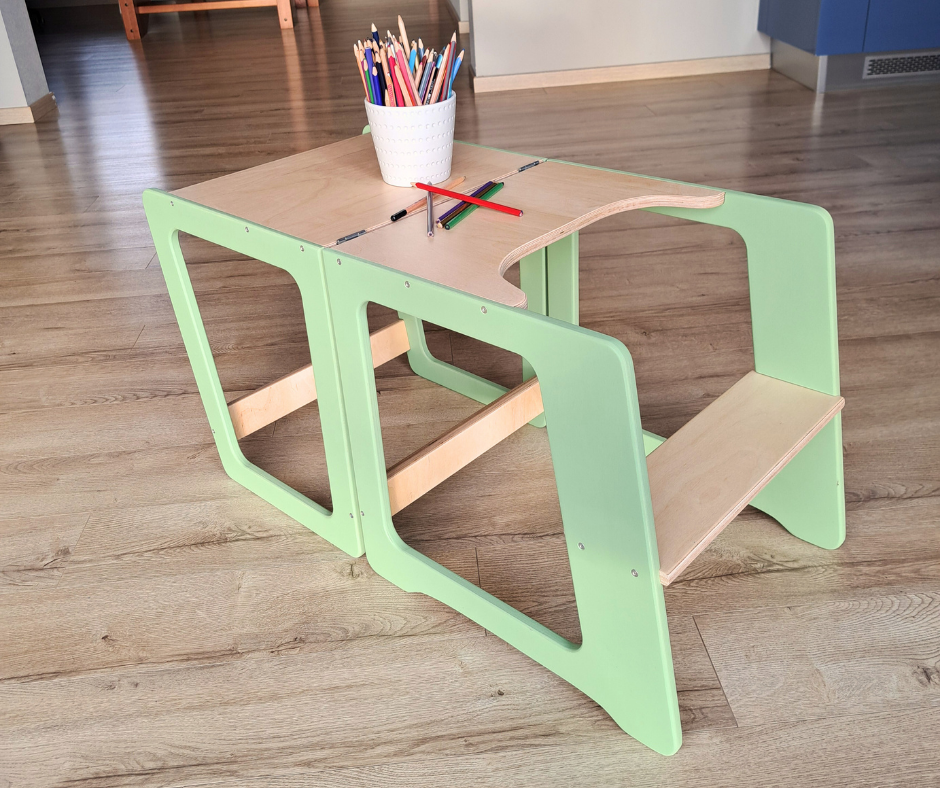 Standing tower for children, high chair & play table