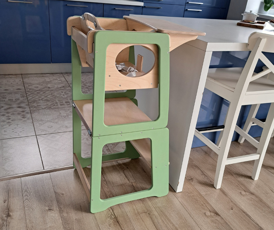 Standing tower for children, high chair & play table